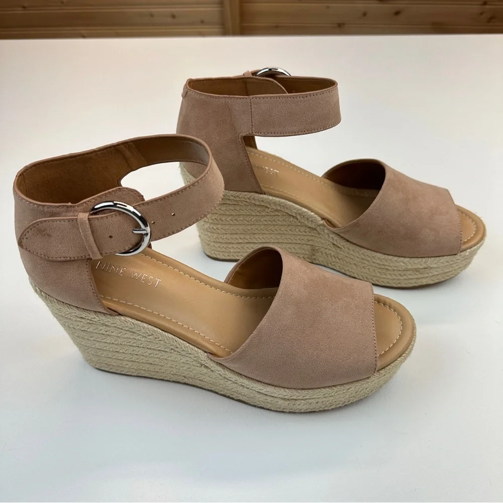 Nine West Adell Espadrille Blush Wedge Sandal Size 10 - Picture 7 of 12